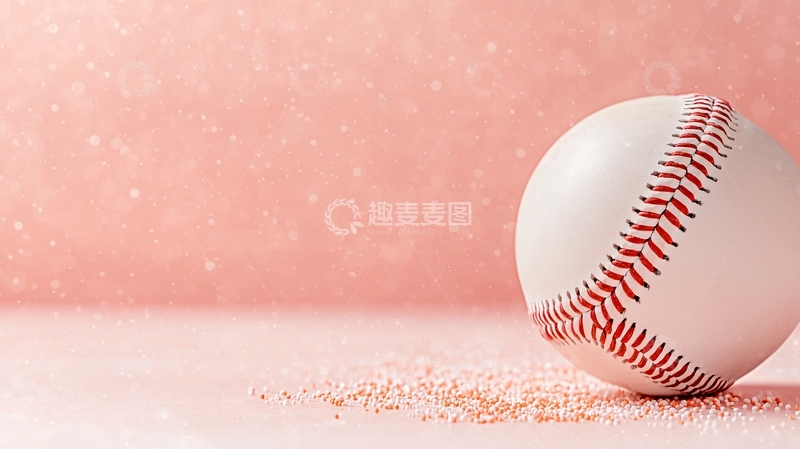 高清大图下载【趣麦麦图】粉色背景上的棒球