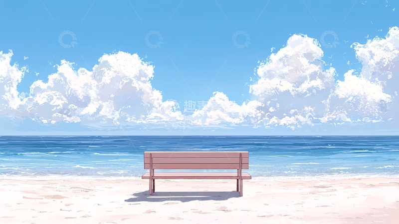 高清大图下载【趣麦麦图】海边长椅的梦幻场景