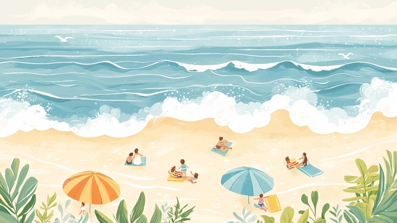 高清大图下载【趣麦麦图】海滩度假的人们