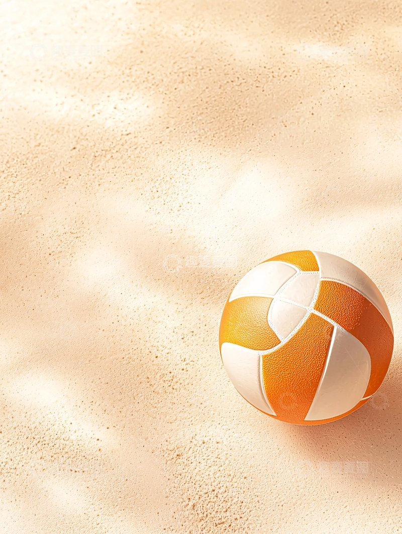 高清大图下载【趣麦麦图】海滩上的橙白相间球