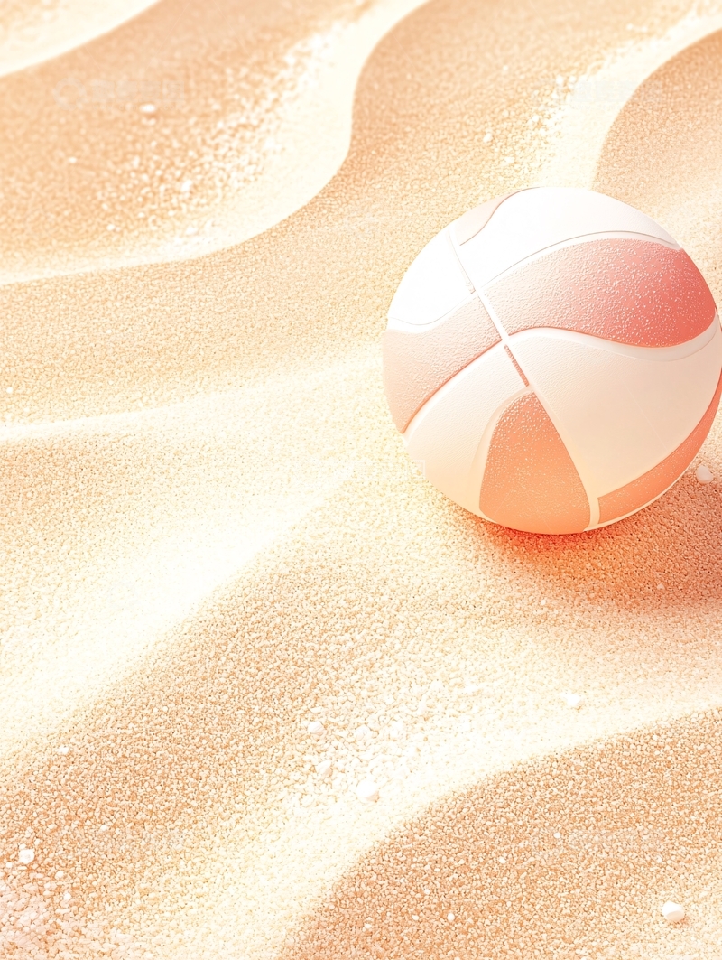 高清大图下载【趣麦麦图】海滩上的粉色球