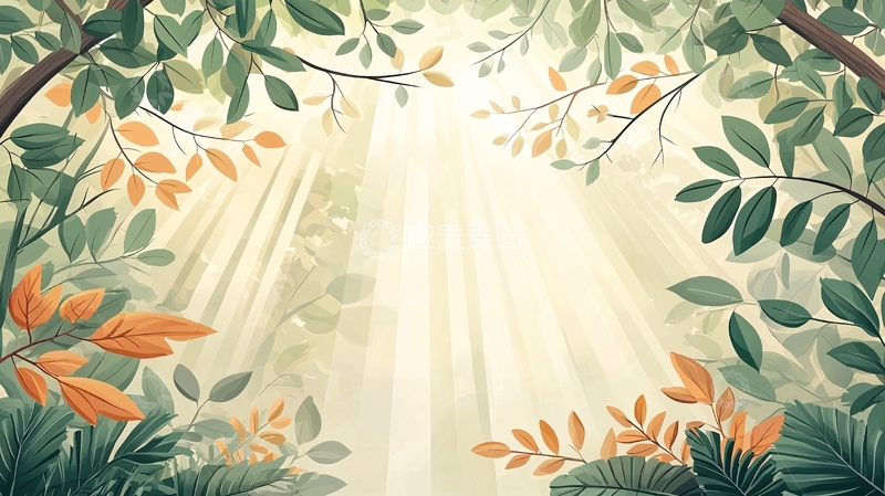 高清大图下载【趣麦麦图】阳光穿透树叶的森林