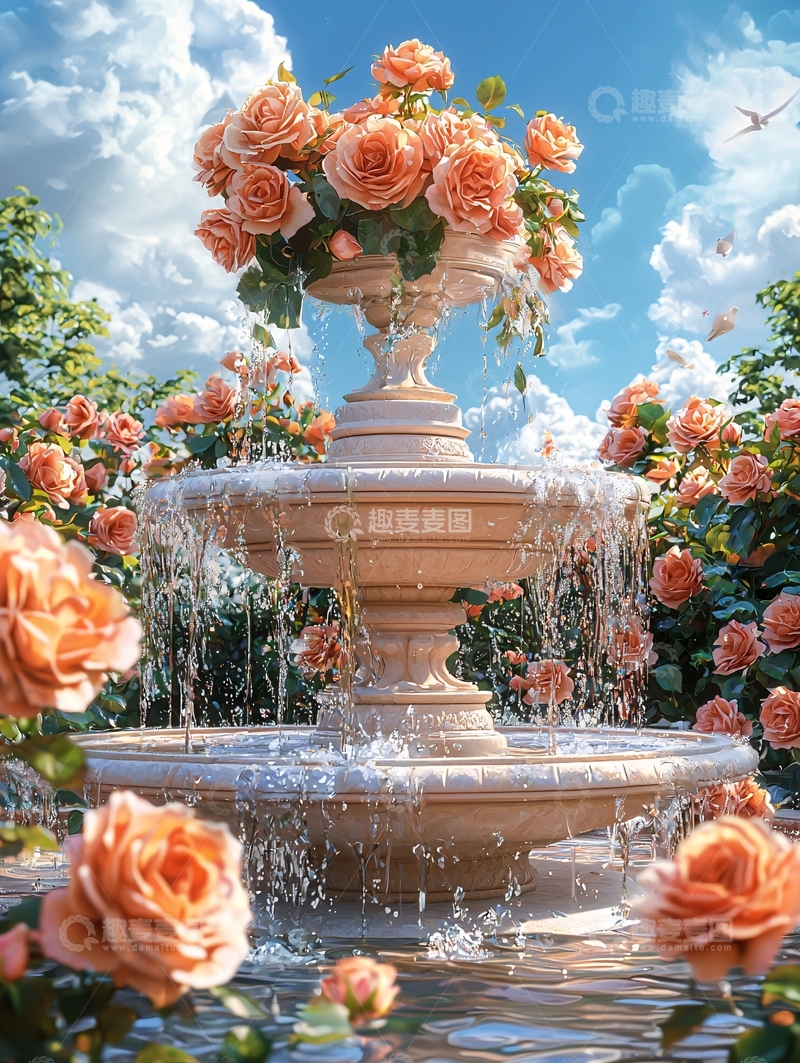 高清大图下载【趣麦麦图】玫瑰喷泉高清图片