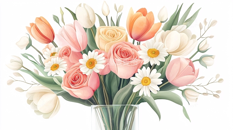 高清大图下载【趣麦麦图】水彩风花束高清图片