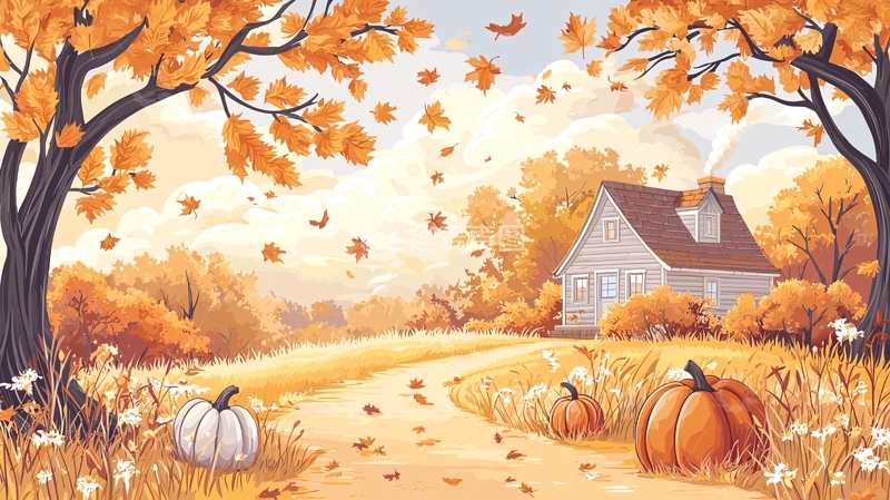 高清大图下载【趣麦麦图】秋日乡村房屋