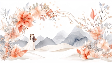 浪漫婚礼山景背景
