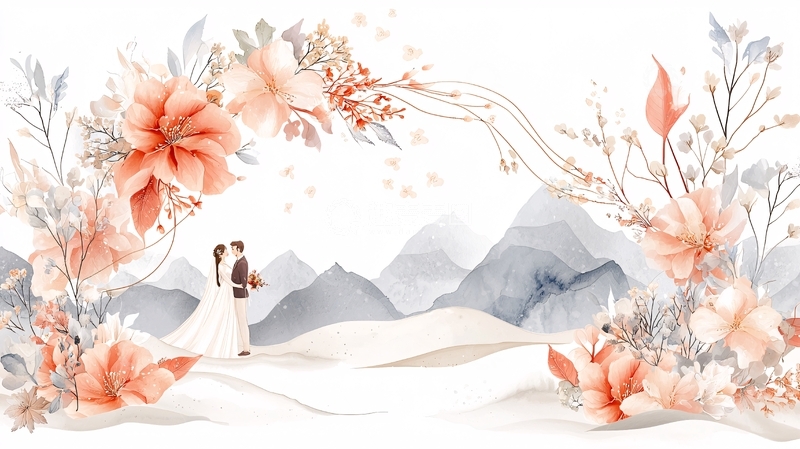 高清大图下载【趣麦麦图】浪漫婚礼山景背景