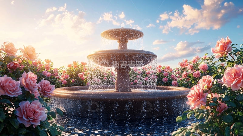 高清大图下载【趣麦麦图】花园中的喷泉