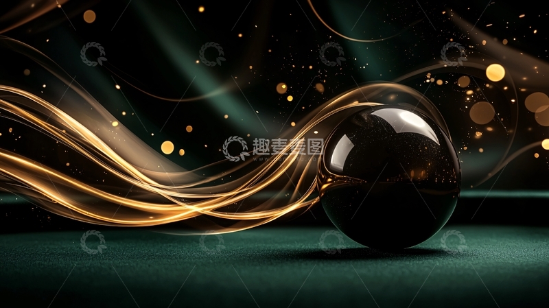 高清大图下载【趣麦麦图】黑色球体与金色光线交织
