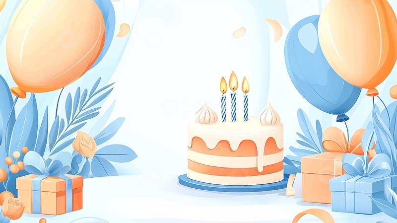 高清大图下载【趣麦麦图】浅蓝色生日背景