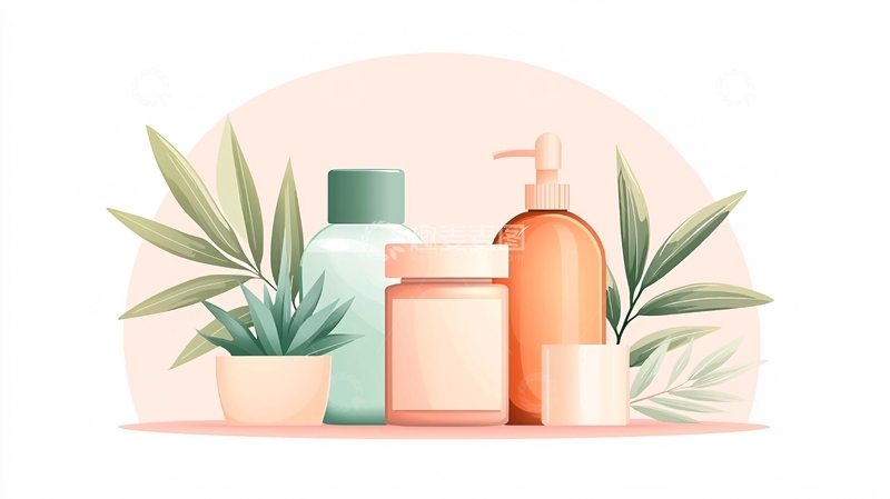 高清大图下载【趣麦麦图】护肤品和绿植的静物摆拍