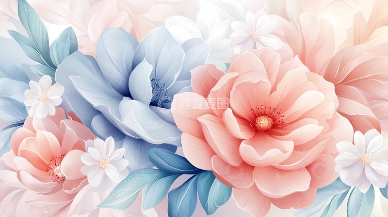 高清大图下载【趣麦麦图】水彩风花朵清新淡雅