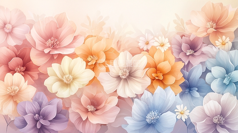 高清大图下载【趣麦麦图】柔和色调的花朵背景