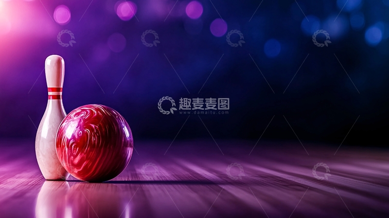 高清大图下载【趣麦麦图】保龄球和球在球道上