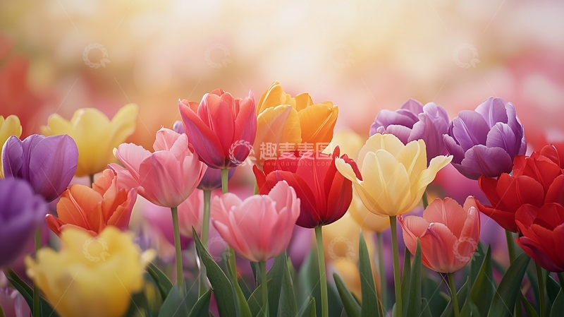 高清大图下载【趣麦麦图】五彩缤纷的郁金香花海