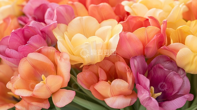 高清大图下载【趣麦麦图】色彩鲜艳的郁金香花束