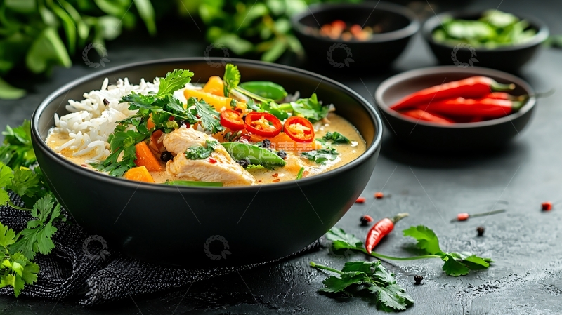 高清大图下载【趣麦麦图】美味的泰式咖喱米饭