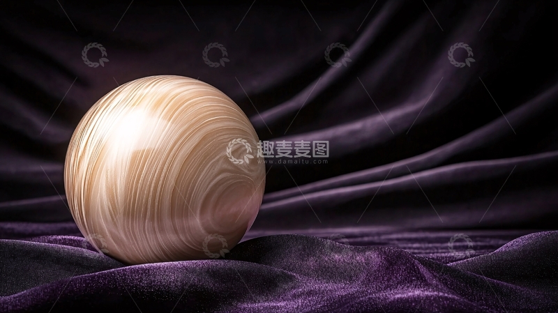 高清大图下载【趣麦麦图】光泽木球在丝绒背景前