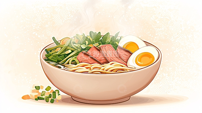 高清大图下载【趣麦麦图】一碗热气腾腾的拉面