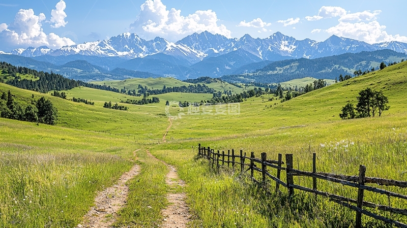 高清大图下载【趣麦麦图】绿草覆盖的山谷