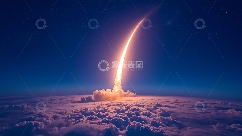 高清大图下载【趣麦麦图】火箭升空穿越云层