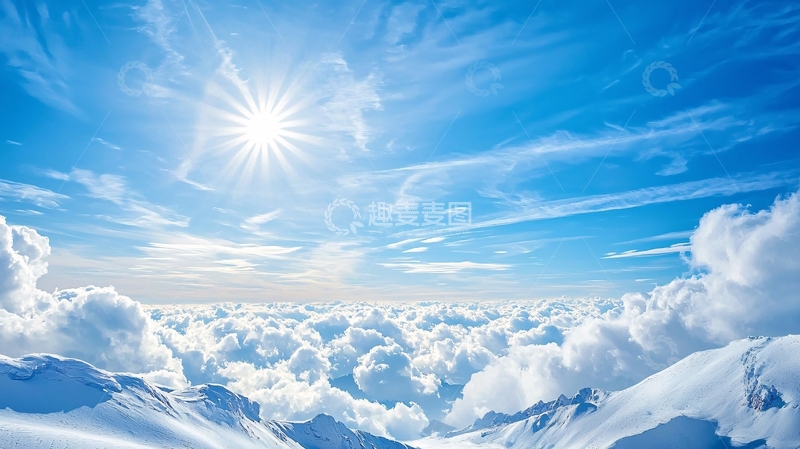 高清大图下载【趣麦麦图】明媚阳光下的云海蓝天