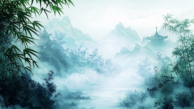 高清大图下载【趣麦麦图】山水画意境朦胧