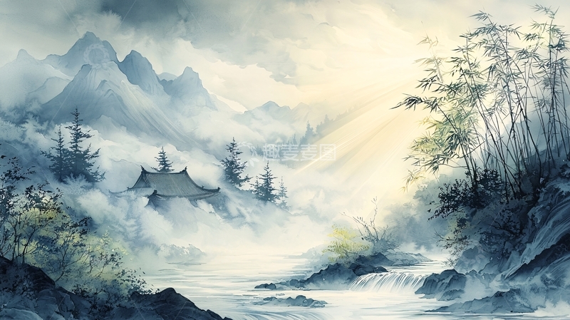 高清大图下载【趣麦麦图】水墨山水画高清图片