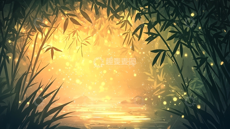 高清大图下载【趣麦麦图】竹林深处的光辉