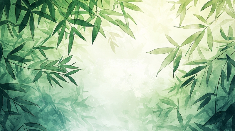 高清大图下载【趣麦麦图】竹叶光影清新背景