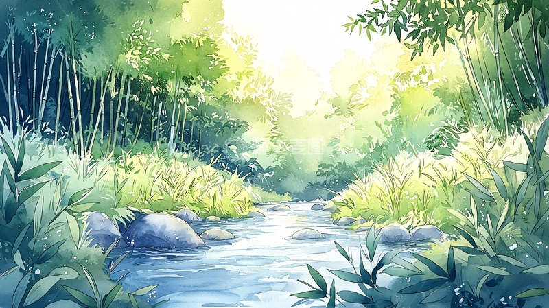 高清大图下载【趣麦麦图】清新唯美的溪流森林