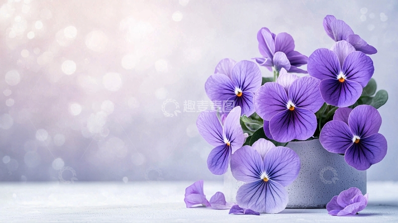 紫色三色堇花束