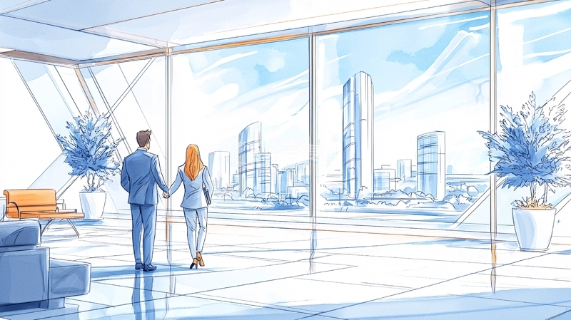 高清大图下载【趣麦麦图】现代情侣欣赏城市风景