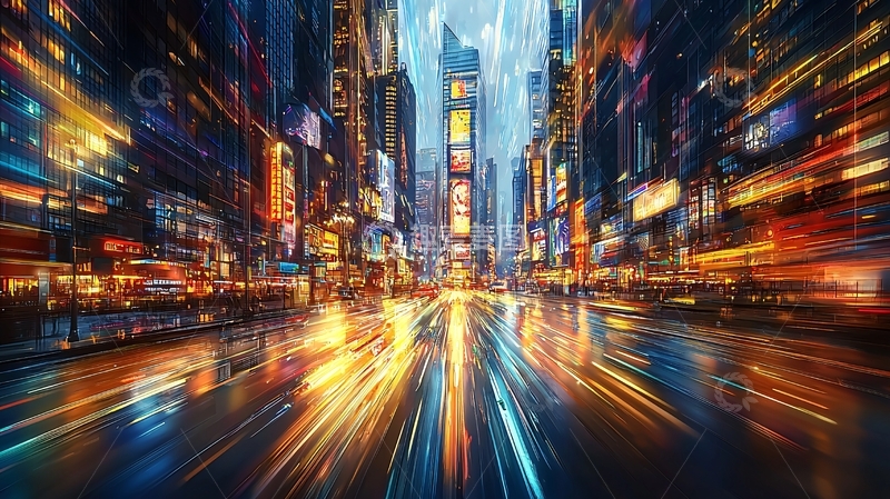 高清大图下载【趣麦麦图】纽约夜景车流光轨