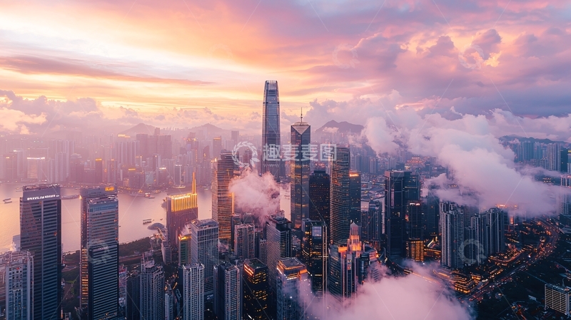 高清大图下载【趣麦麦图】高楼林立的城市夜景