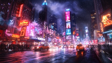 纽约时代广场霓虹夜景