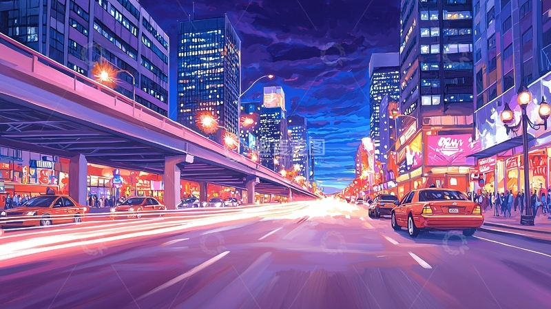 高清大图下载【趣麦麦图】霓虹闪烁的城市夜晚