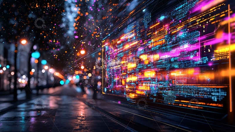 高清大图下载【趣麦麦图】科技城市夜景模糊光线