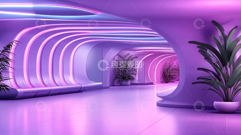 高清大图下载【趣麦麦图】未来感紫色空间