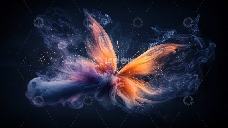 高清大图下载【趣麦麦图】梦幻蝴蝶烟雾效果