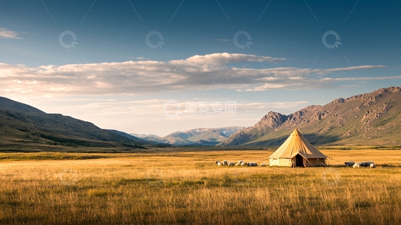 高清大图下载【趣麦麦图】广袤草原上的帐篷