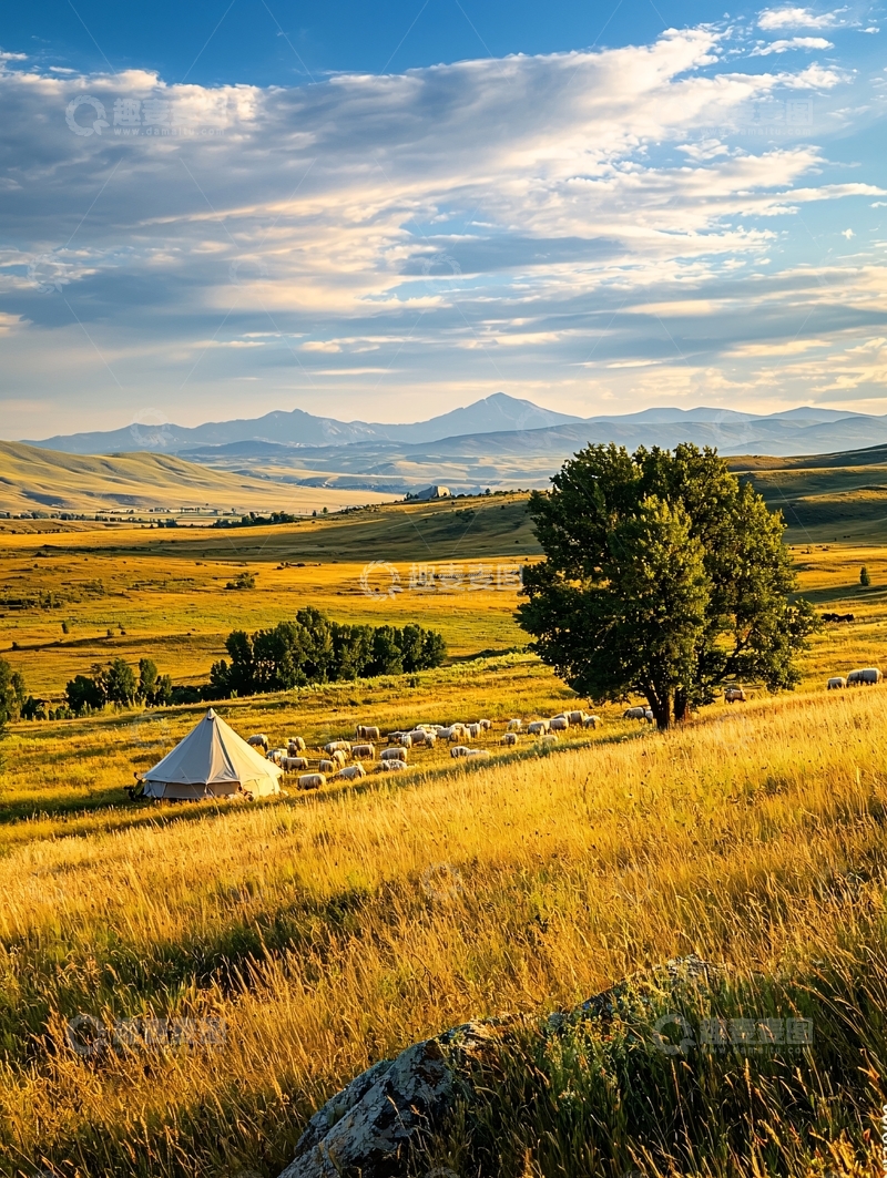 高清大图下载【趣麦麦图】广阔的金色草原