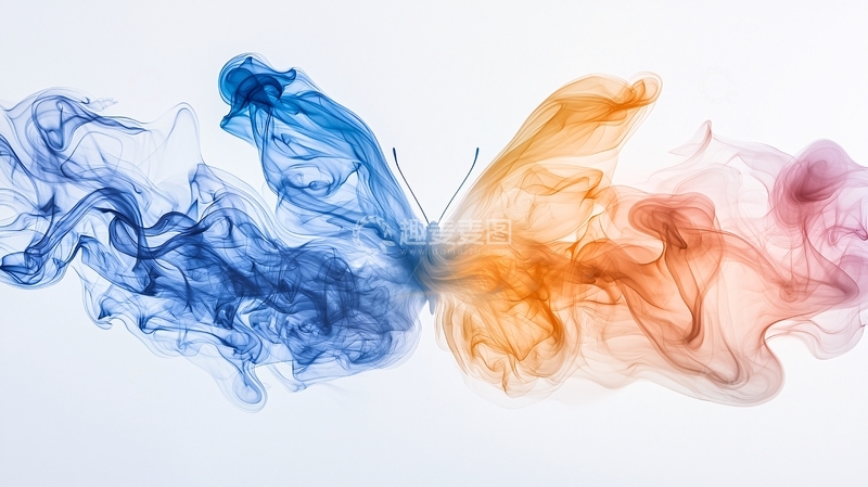 高清大图下载【趣麦麦图】蓝橙色烟雾交织