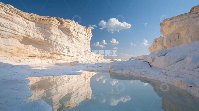 高清大图下载【趣麦麦图】石灰岩悬崖上的平静水面