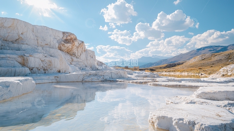高清大图下载【趣麦麦图】棉花堡钙化池景观