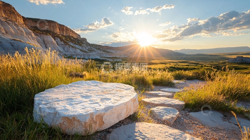 高清大图下载【趣麦麦图】壮丽日落下的山地景观