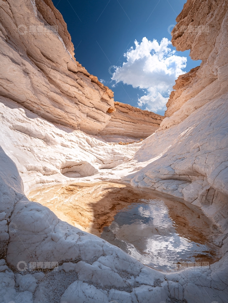 高清大图下载【趣麦麦图】峡谷岩石中的一汪清水