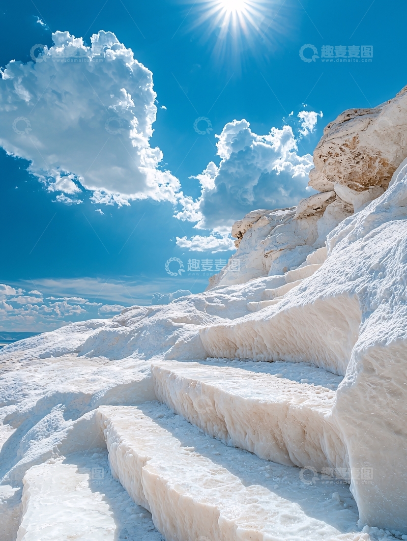高清大图下载【趣麦麦图】白色石阶通向碧空