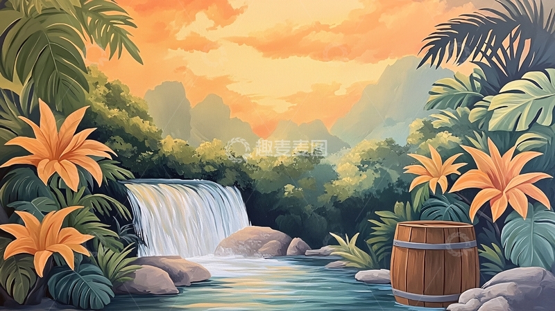 高清大图下载【趣麦麦图】热带瀑布高清图片