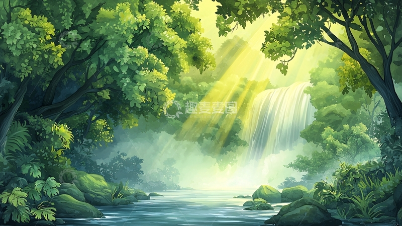 高清大图下载【趣麦麦图】阳光穿透森林的光束